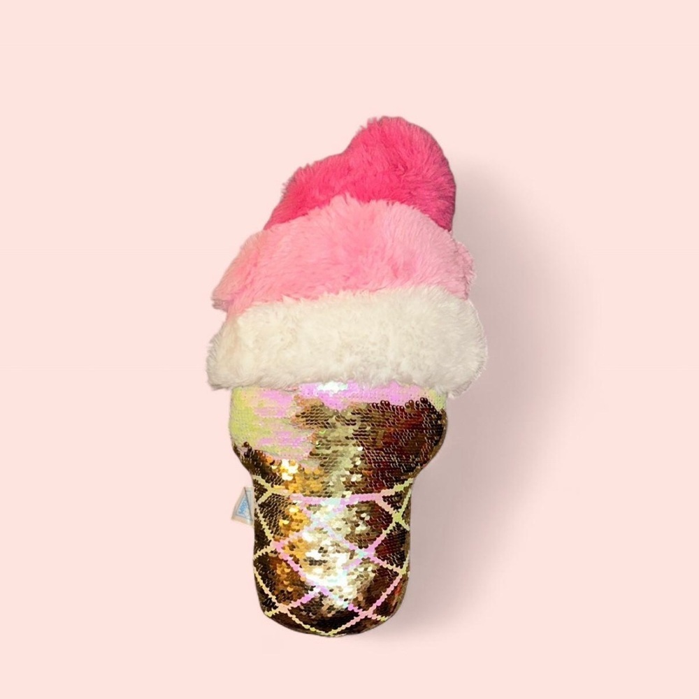 Pink and White Ice Cream Cone Plush Pillow